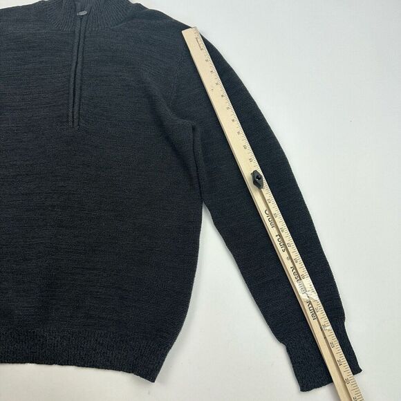 Exofficio Gray 1/4 Zip Long Sleeve Pullover Sweater Mock Neck Sz M Cable Knit - Picture 4 of 13